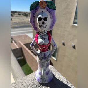 13” La Catrina Day of the Dead Ceramic Figurine Hand Painted Skeleton Folk Art